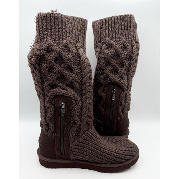 UGG Womens Classic Cardi Bootie US 8 EU 39 Brown Knit GUC - Picture 4 of 13